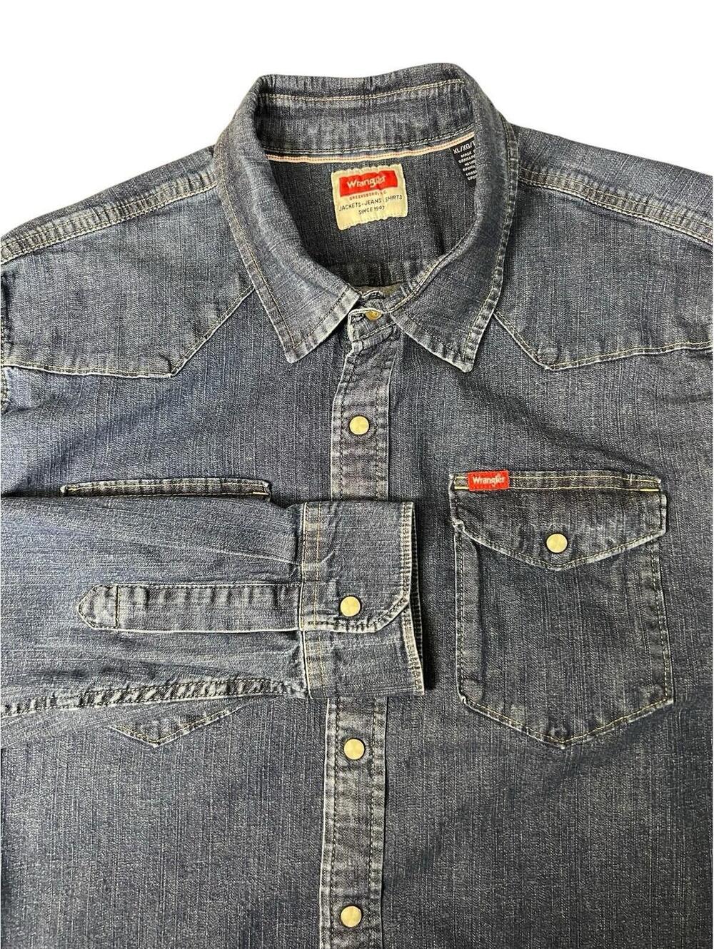 Vintage Wrangler Denim Pearl Snap Western Shirt XL